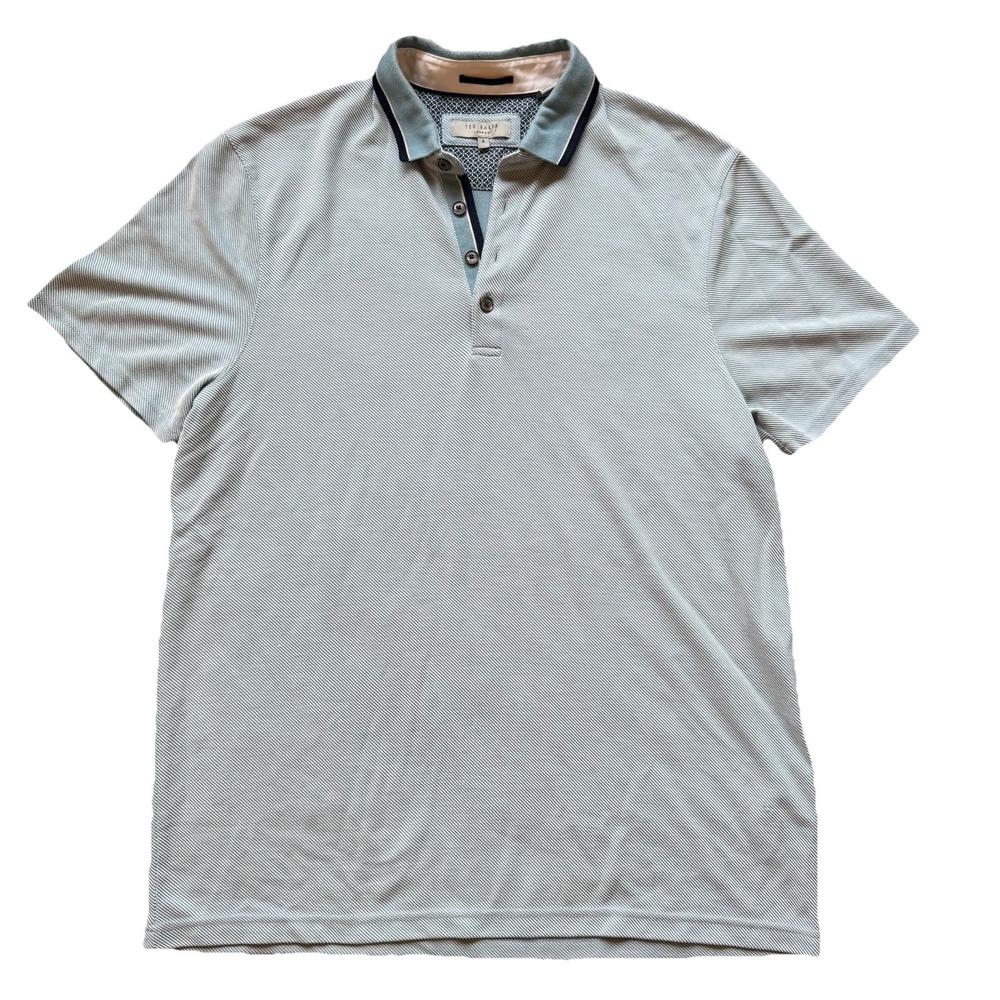 Ted Baker Golf Polo Size L  (4), Blue And White, Collared, Casual, Preppy,